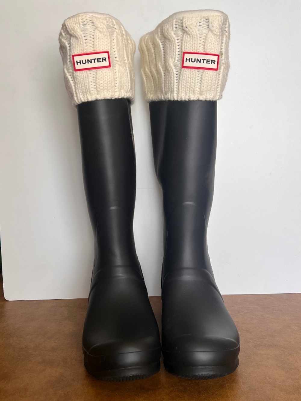Tall, Black Matte Hunter Boots with Liner